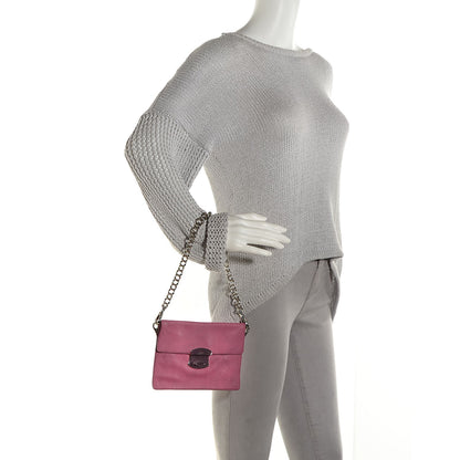 Prada Glace Calf Detachable Chain Clutch Pink 2 of 9