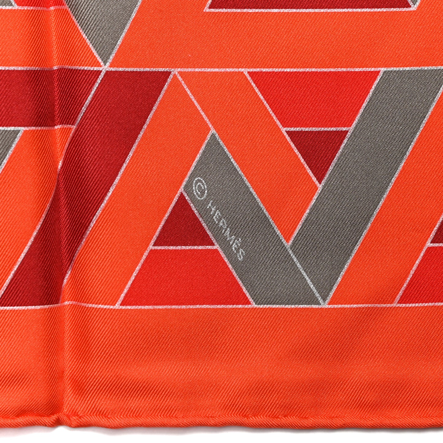 Silk Carre Cube Scarf 90 Capucine Vermillon Argile