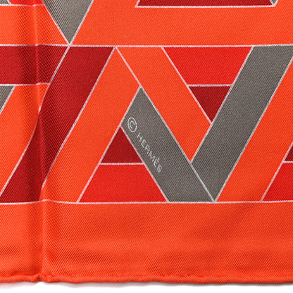 Hermes Silk Carre Cube Scarf 90 Capucine Vermillon Argile 4 of 4