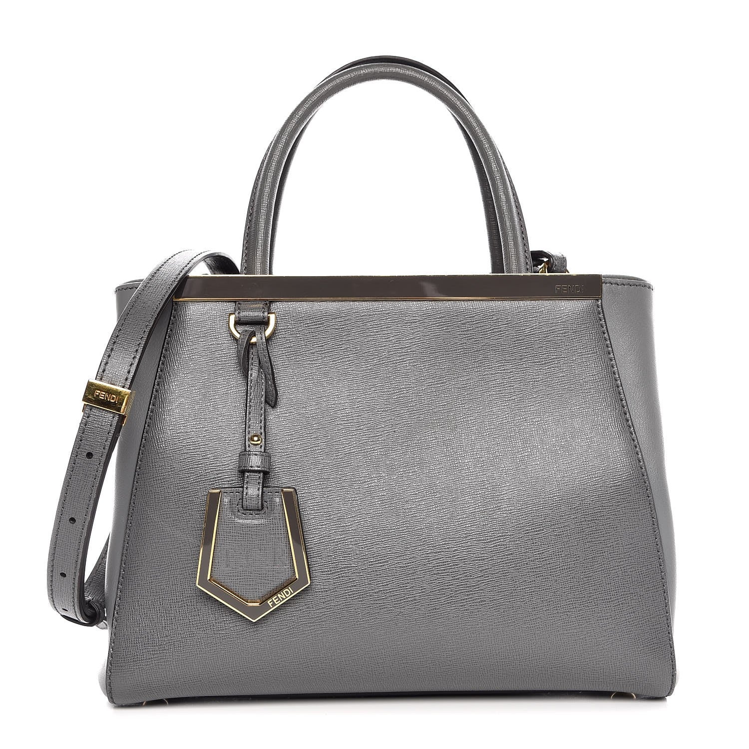 Fendi Vitello Elite Petite 2Jours Tote Grigio Grigio Chiaro 1 of 8