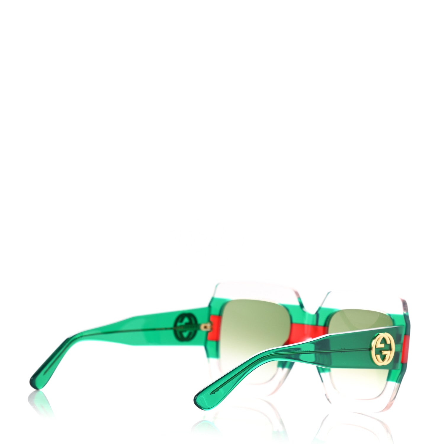 Gucci Square Web Frame GG0178S Sunglasses Green Red 4 of 8