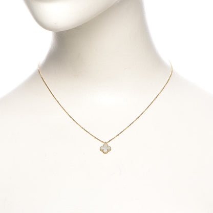 Van Cleef & Arpels 18K Yellow Gold Mother of Pearl Sweet Alhambra Pendant Necklace 2 of 7
