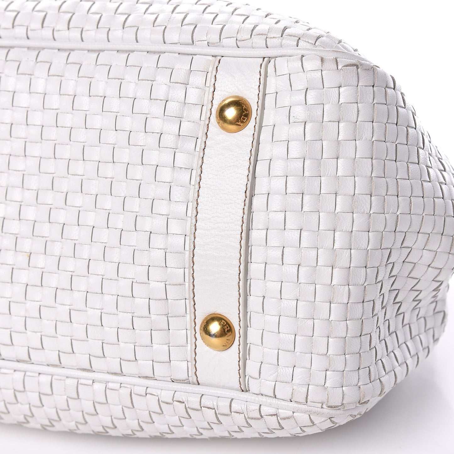 Goatskin Woven Frame Satchel Bianco