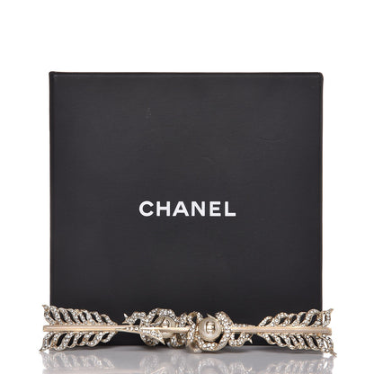 Chanel Crystal Pearl CC Arrow Clip On Earrings Gold 5 of 5