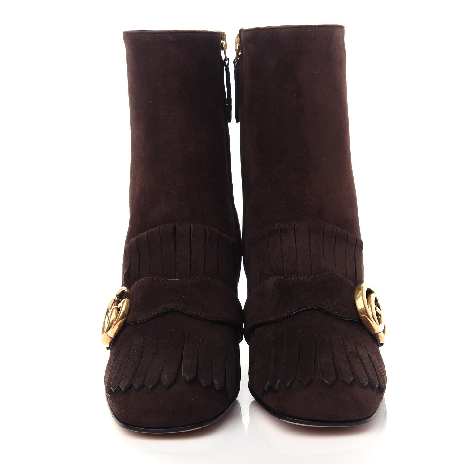 Gucci Kid Scamosciato GG Marmont Fringe 75mm Ankle Boots 36 Cocoa 5 of 11