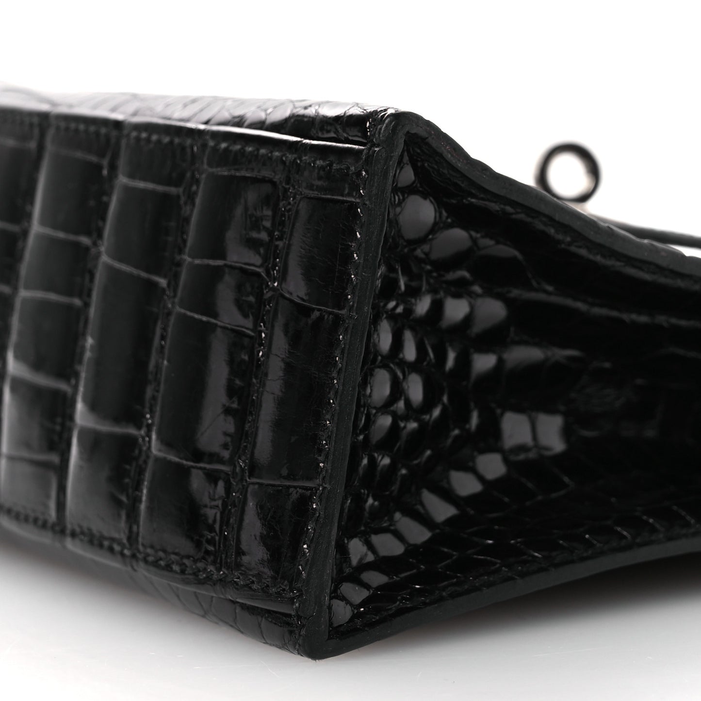 Shiny Alligator Kelly Pochette Black