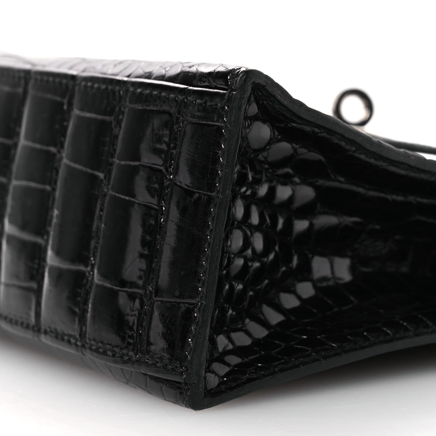 Hermes Shiny Alligator Kelly Pochette Black 10 of 13