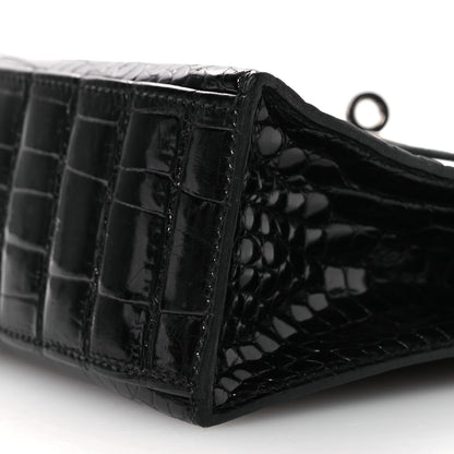 Hermes Shiny Alligator Kelly Pochette Black 10 of 13