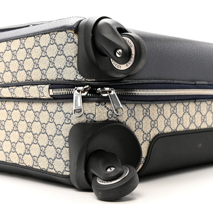 Gucci GG Supreme Monogram Textured Dollar Calfskin Web Savoy Cabin Plus Trolley Beige Blue 9 of 14