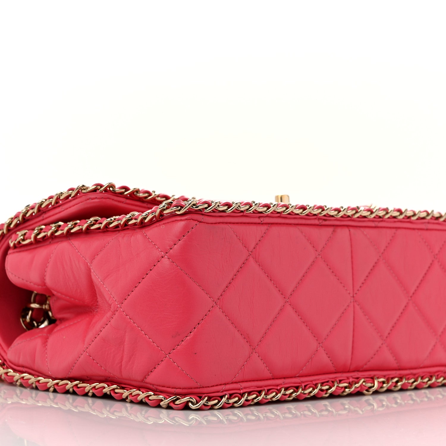 Chanel Crumpled Calfskin Medium Chain All Over Flap Pink 9 of 12