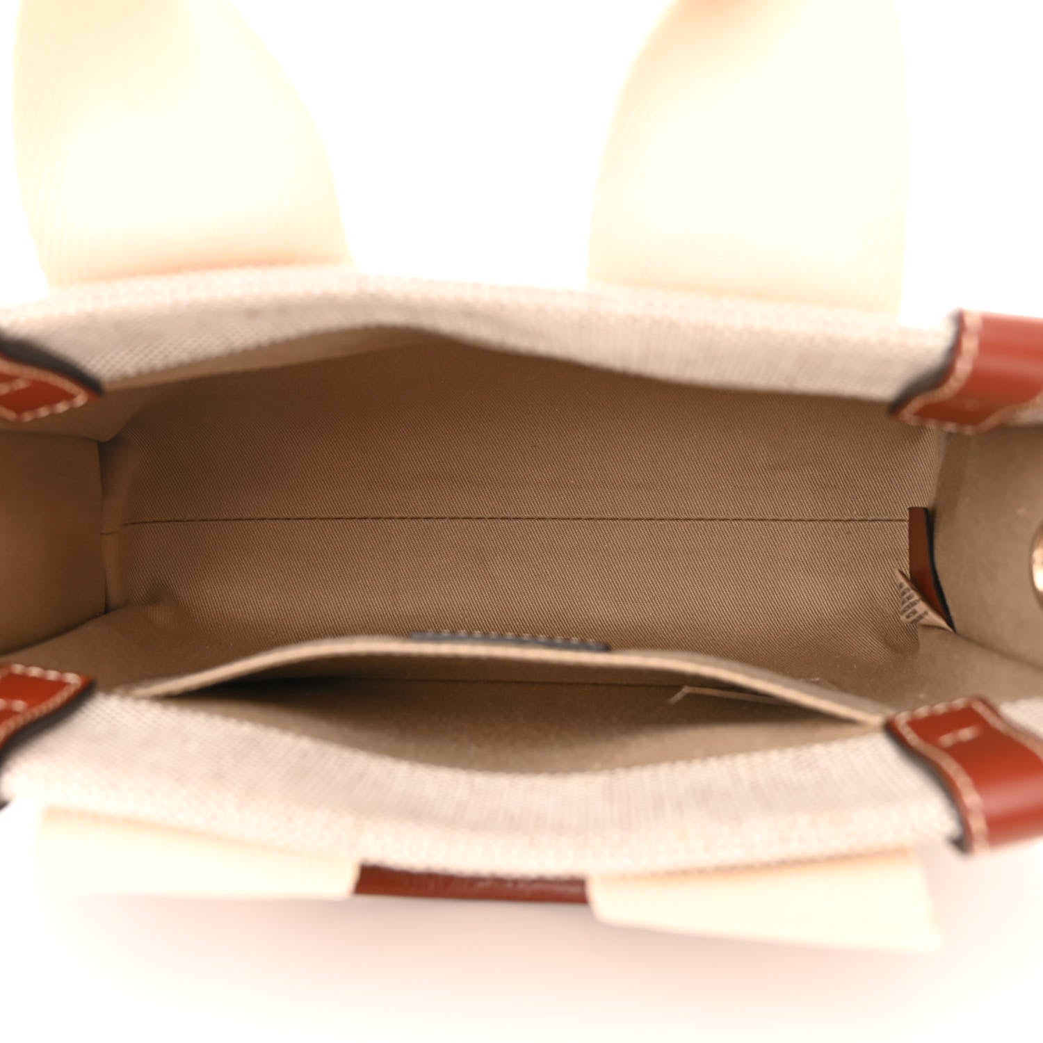 Chloe Cotton Calfskin Small Woody Ribbon Tote With Strap White Brown 5 of 10