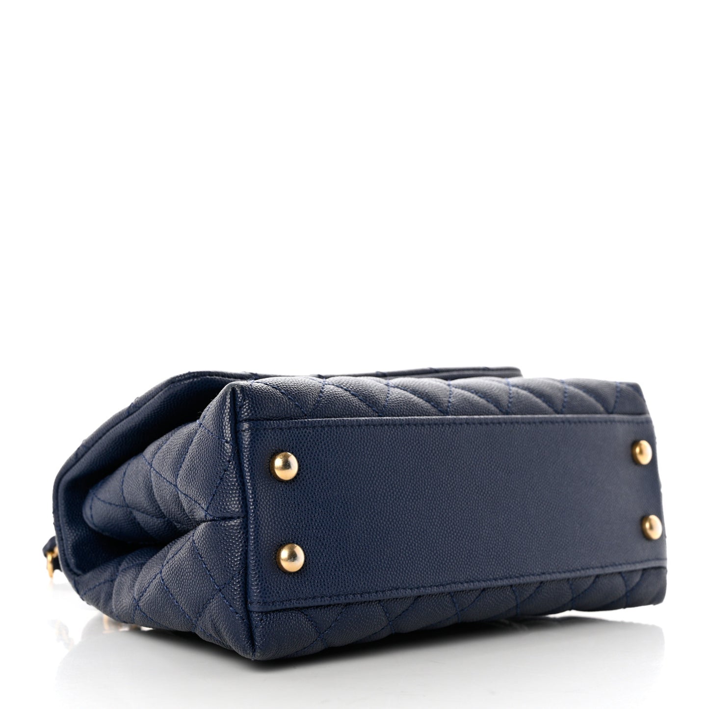 Caviar Quilted Lizard Embossed Mini Coco Handle Flap Navy Blue