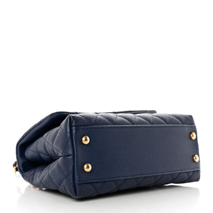 Chanel Caviar Quilted Lizard Embossed Mini Coco Handle Flap Navy Blue 4 of 11