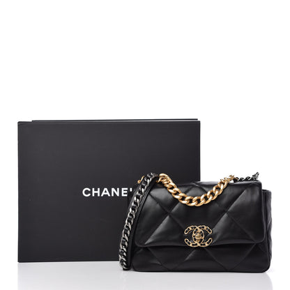 Chanel Shiny Goatskin Quilted Medium Chanel 19 Flap Black 11 of 11