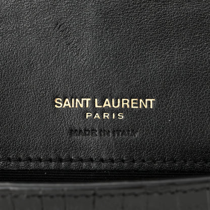 Saint Laurent Crocodile Embossed Monogram Phone Holder Crossbody Black 6 of 11