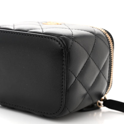Chanel Lambskin Quilted Mini Pearl Crush Vanity Case With Chain Black 10 of 11