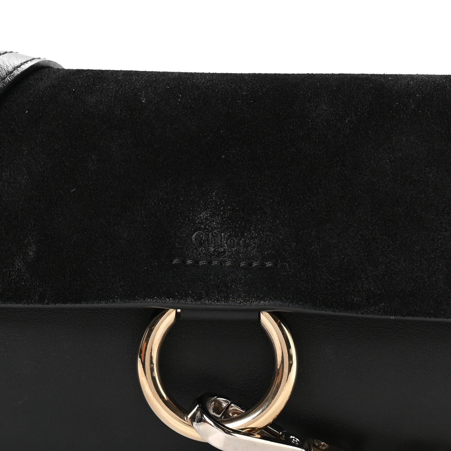 Suede Calfskin Mini Faye Shoulder Bag Black