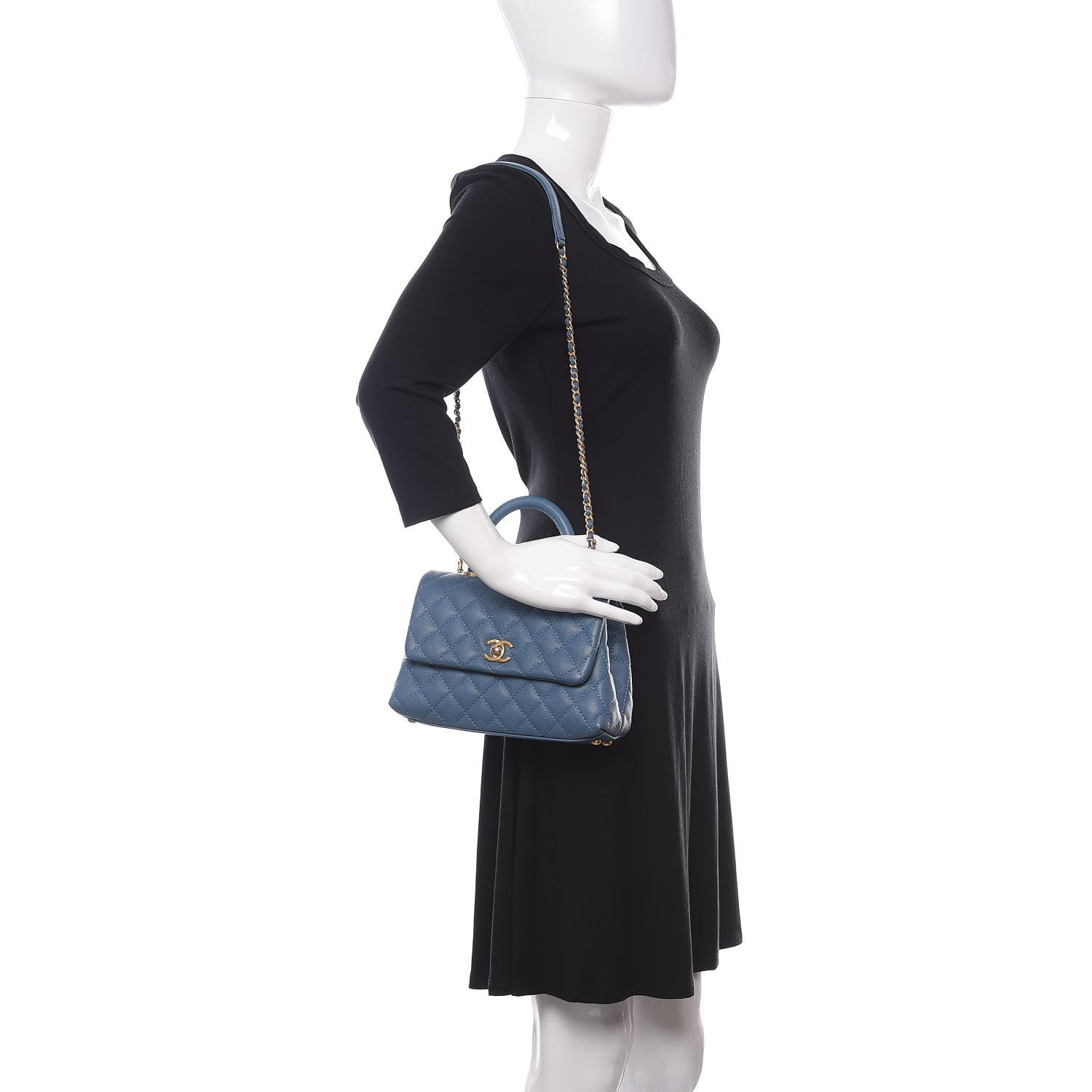 Chanel Caviar Quilted Mini Coco Handle Flap Blue 2 of 10