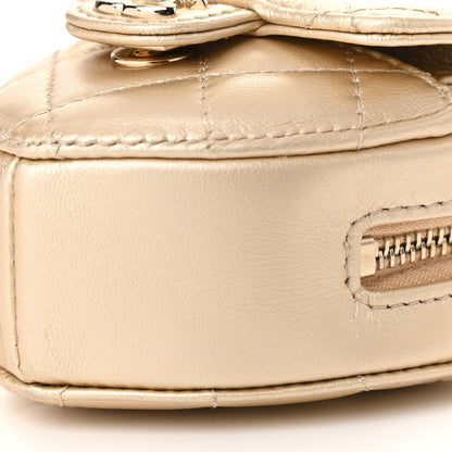 Chanel Metallic Lambskin Quilted CC In Love Heart Coin Purse With Chain Gold 10 of 11