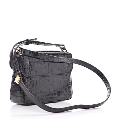 Givenchy Calfskin Crocodile Embossed Mini Nobile Shoulder Bag Black 3 of 11