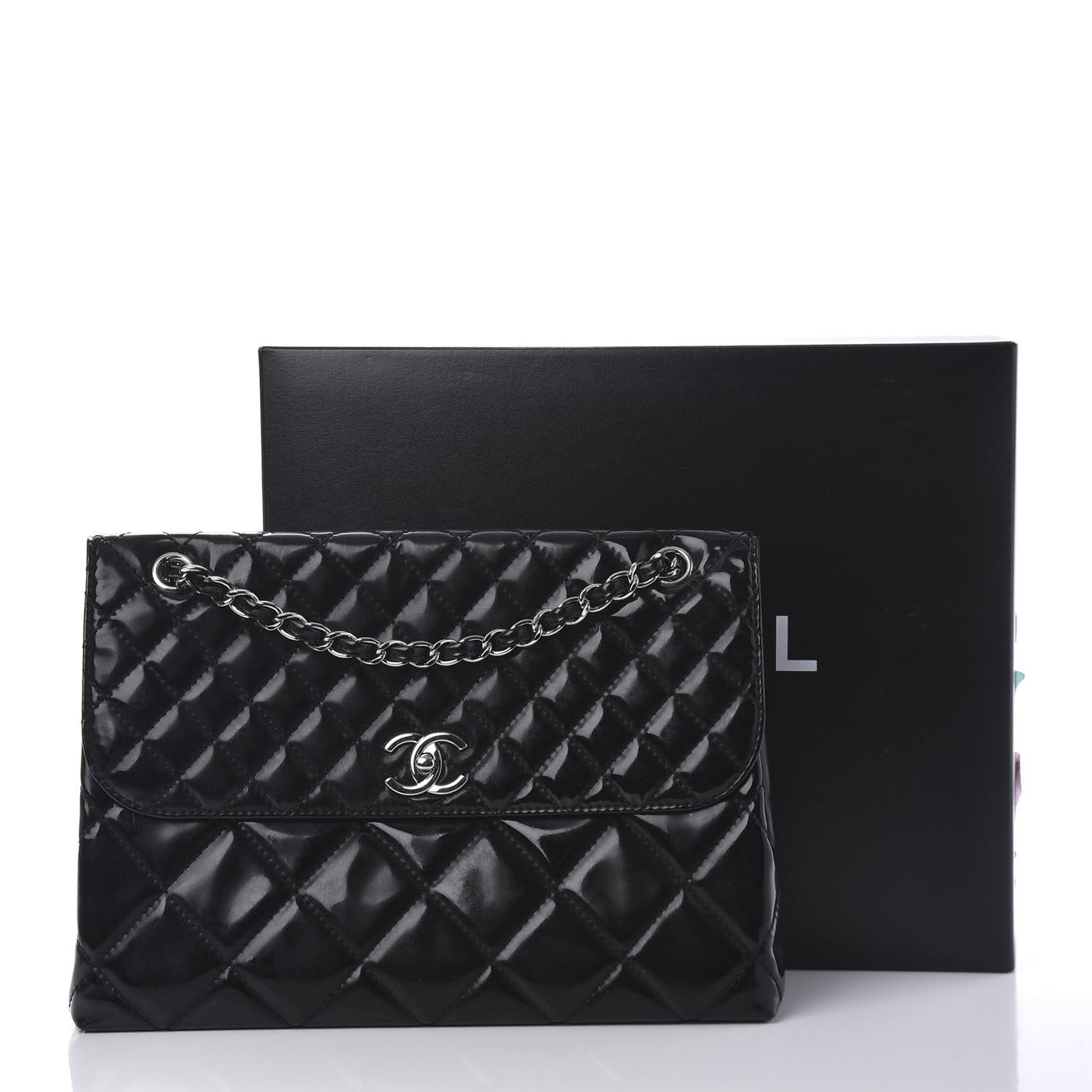 Vinyl Quilted In the Business Flap Bag Black