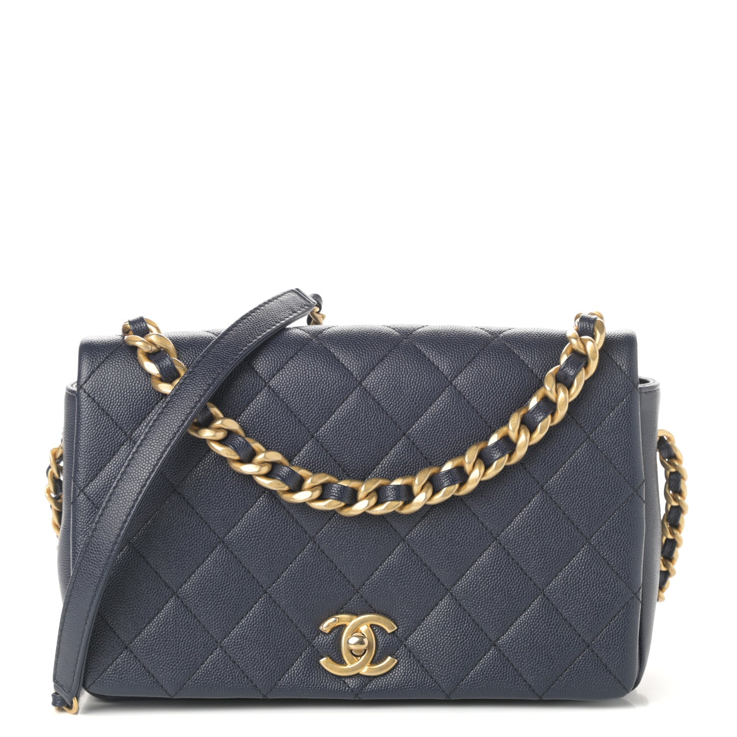Chanel Caviar Quilted Medium Fashion Therapy Flap Navy Blue 1 of 10