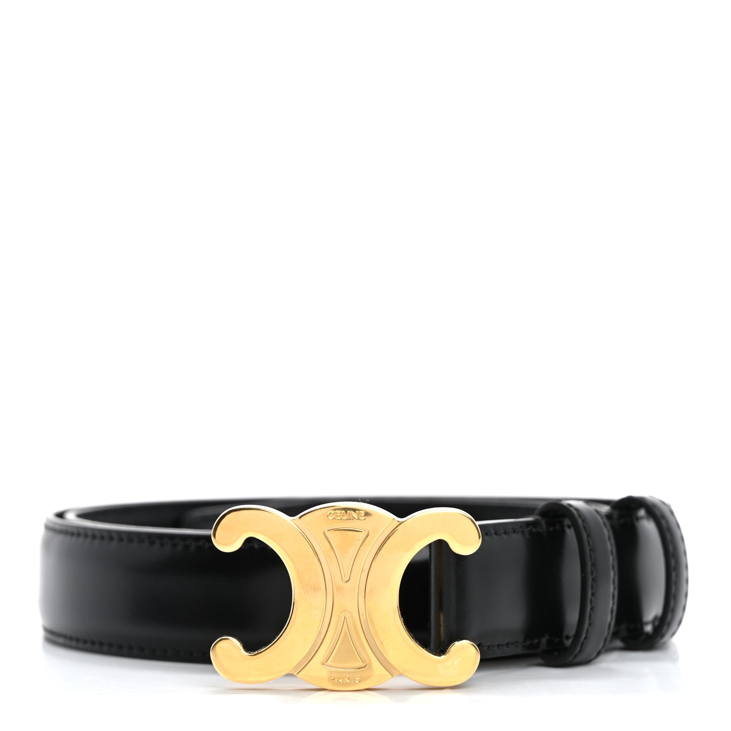 Celine Taurillon Calfskin Medium Triomphe Belt 85 34 Black 1 of 10