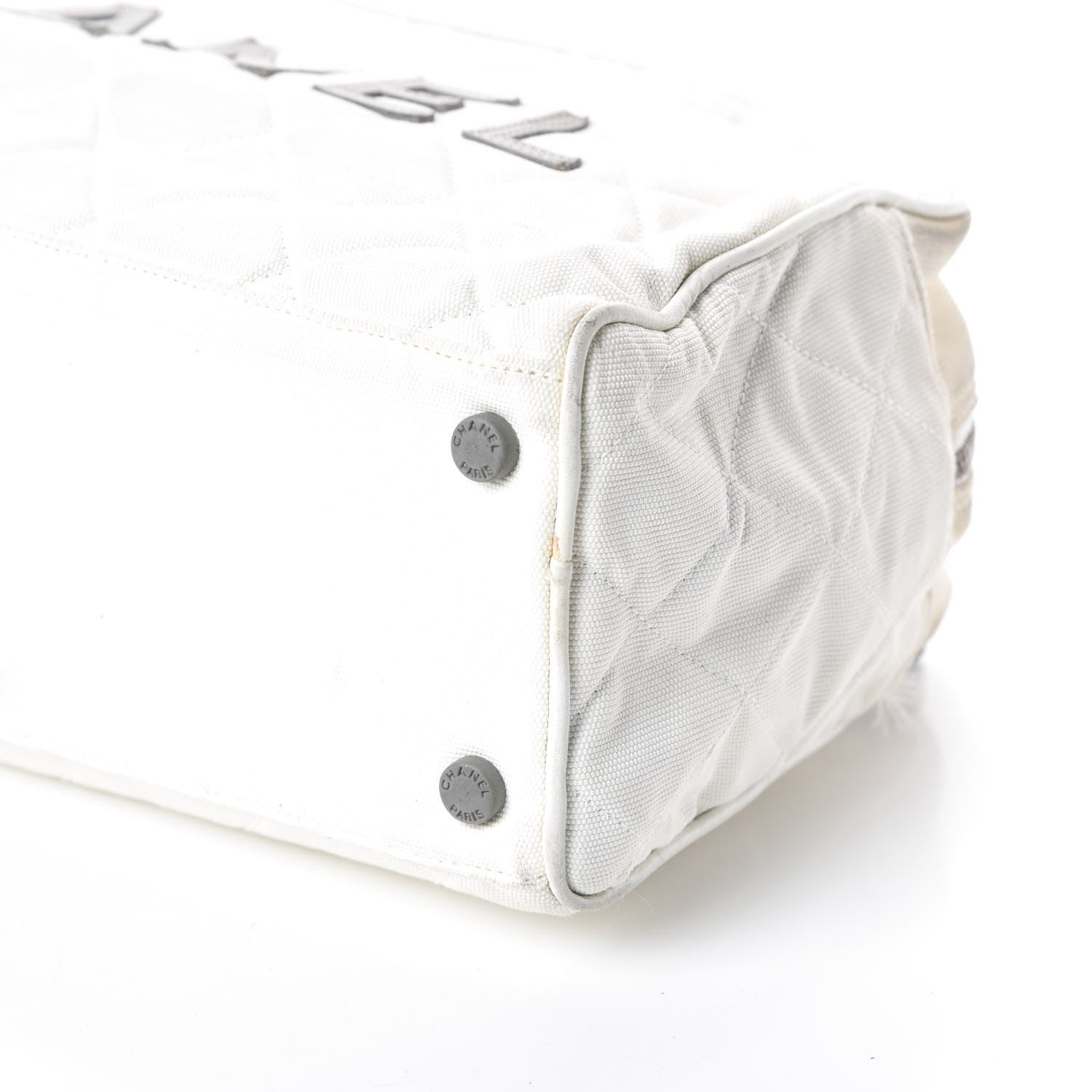 Chanel Canvas Quilted Bowler White 10 of 13