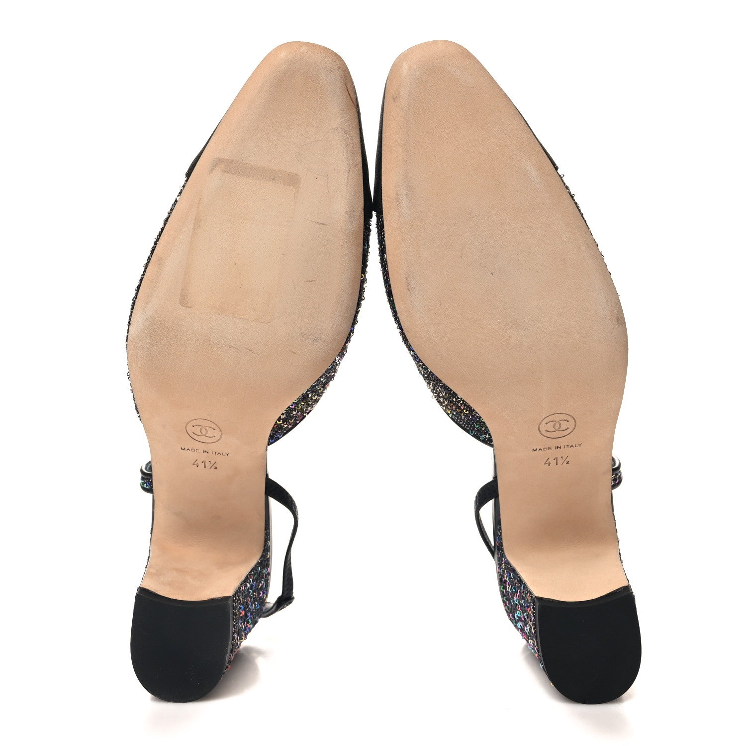 Chanel Glitter Grosgrain Cap Toe CC Slingback Pumps 41.5 Black Multicolor 5 of 10