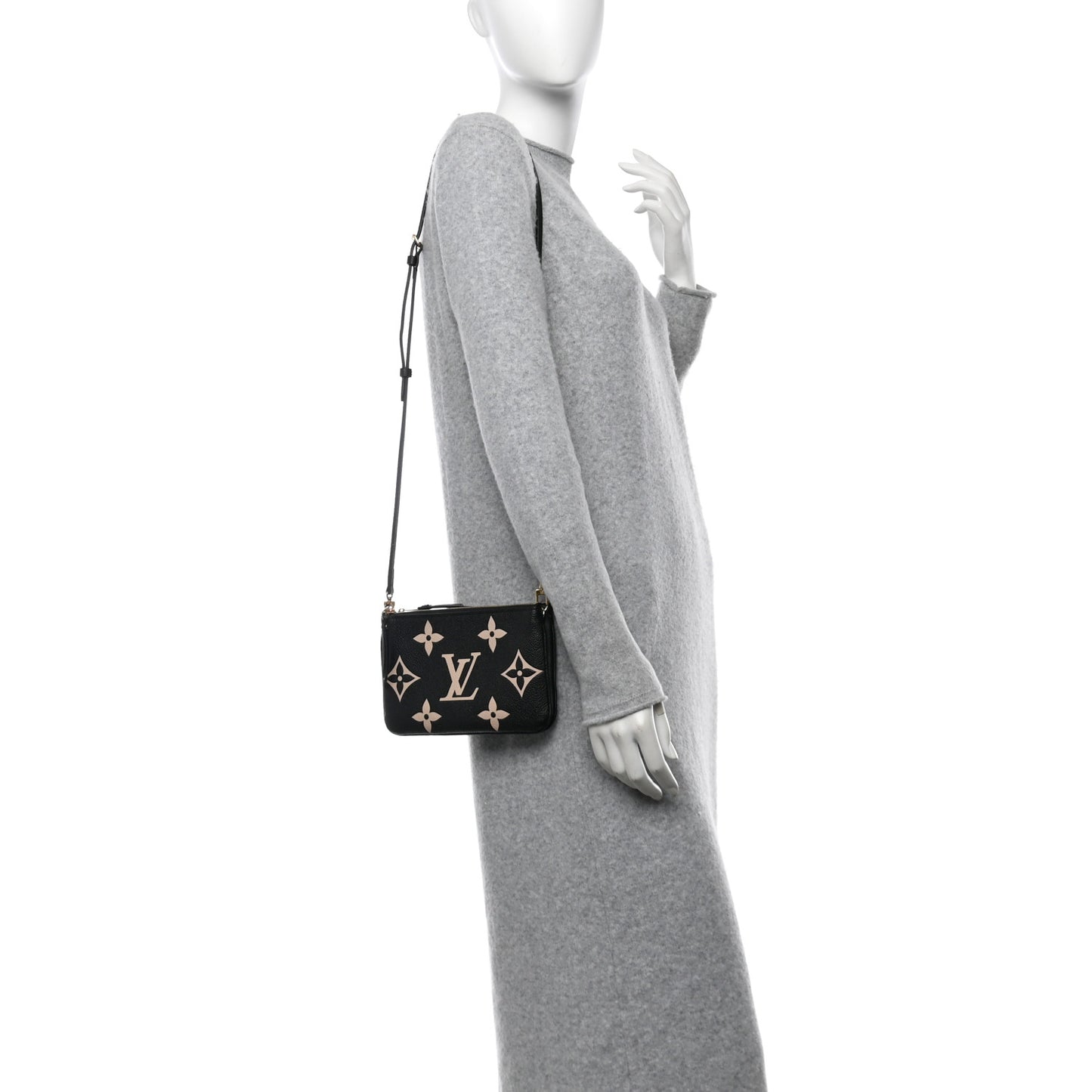 Empreinte Monogram Giant Double Zip Pochette Black Cream