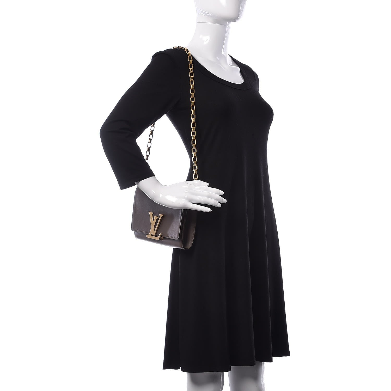Louis Vuitton Calfskin Chain Louise GM Granit 2 of 7
