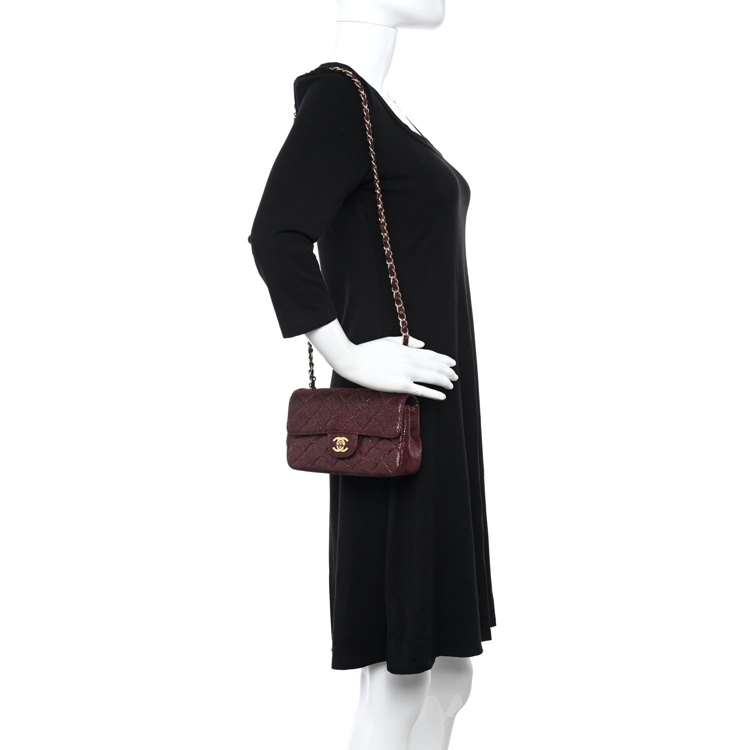 Chanel Iridescent Caviar Quilted Extra Mini Flap Burgundy 2 of 8