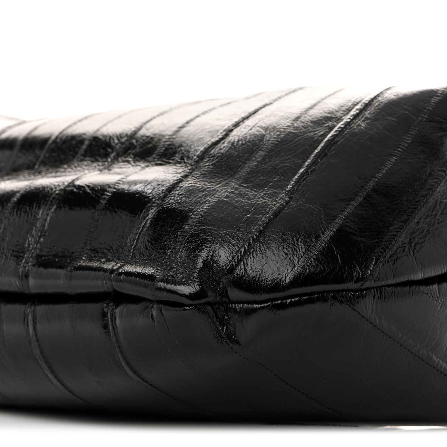 Khaite Glossy Calfskin Eelskin Embossed Medium Olivia Hobo Black 9 of 9