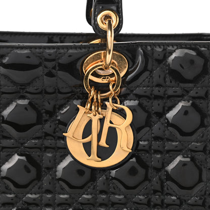 Christian Dior Patent Cannage Large Lady Dior Black 8 of 11