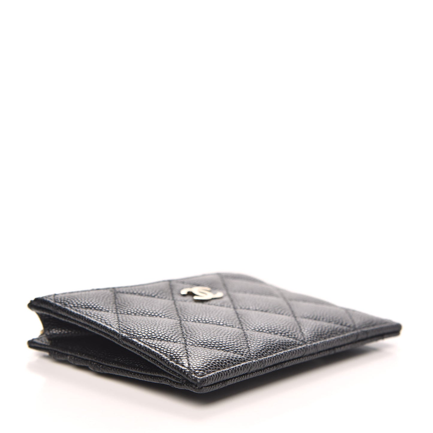 Caviar Quilted CC Zip Card Holder Black