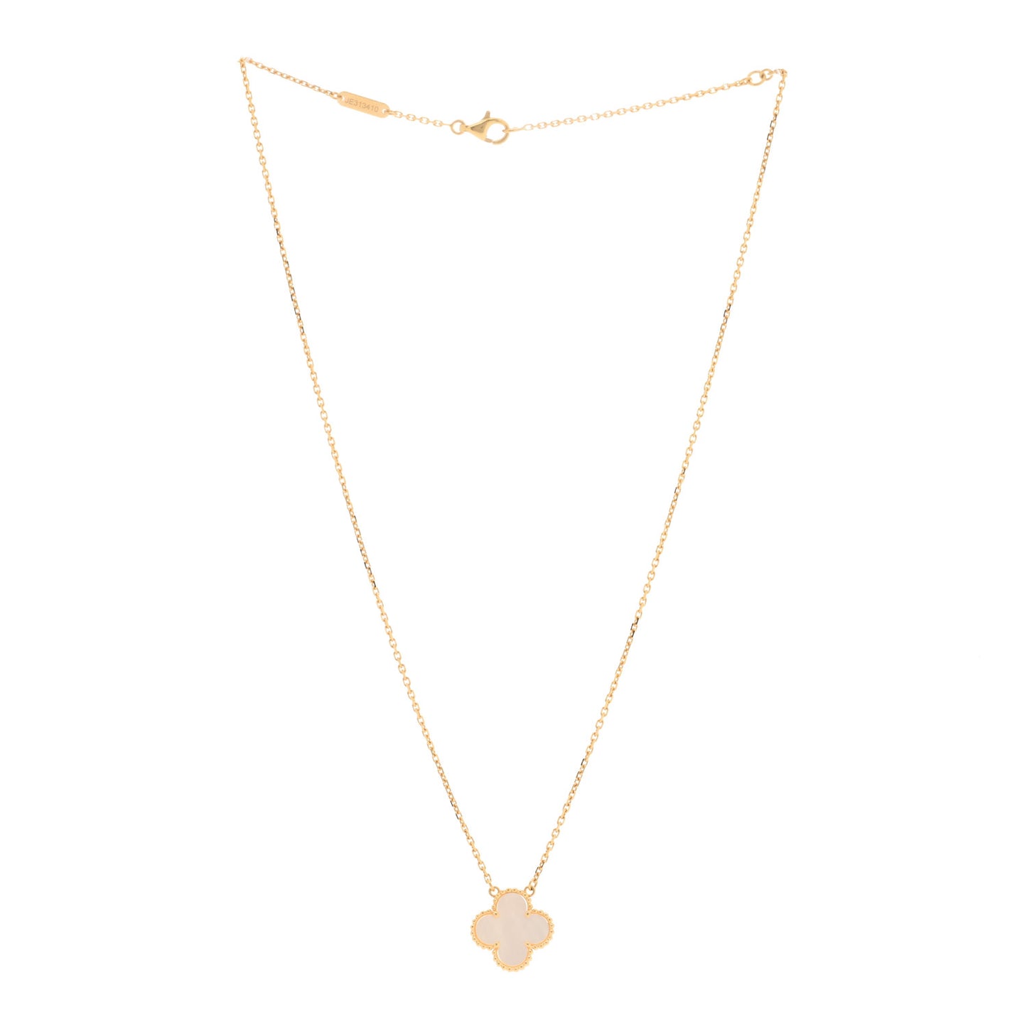 18K Yellow Gold Mother of Pearl Vintage Alhambra Pendant Necklace