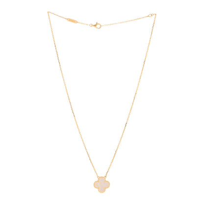 Van Cleef & Arpels 18K Yellow Gold Mother of Pearl Vintage Alhambra Pendant Necklace 2 of 4
