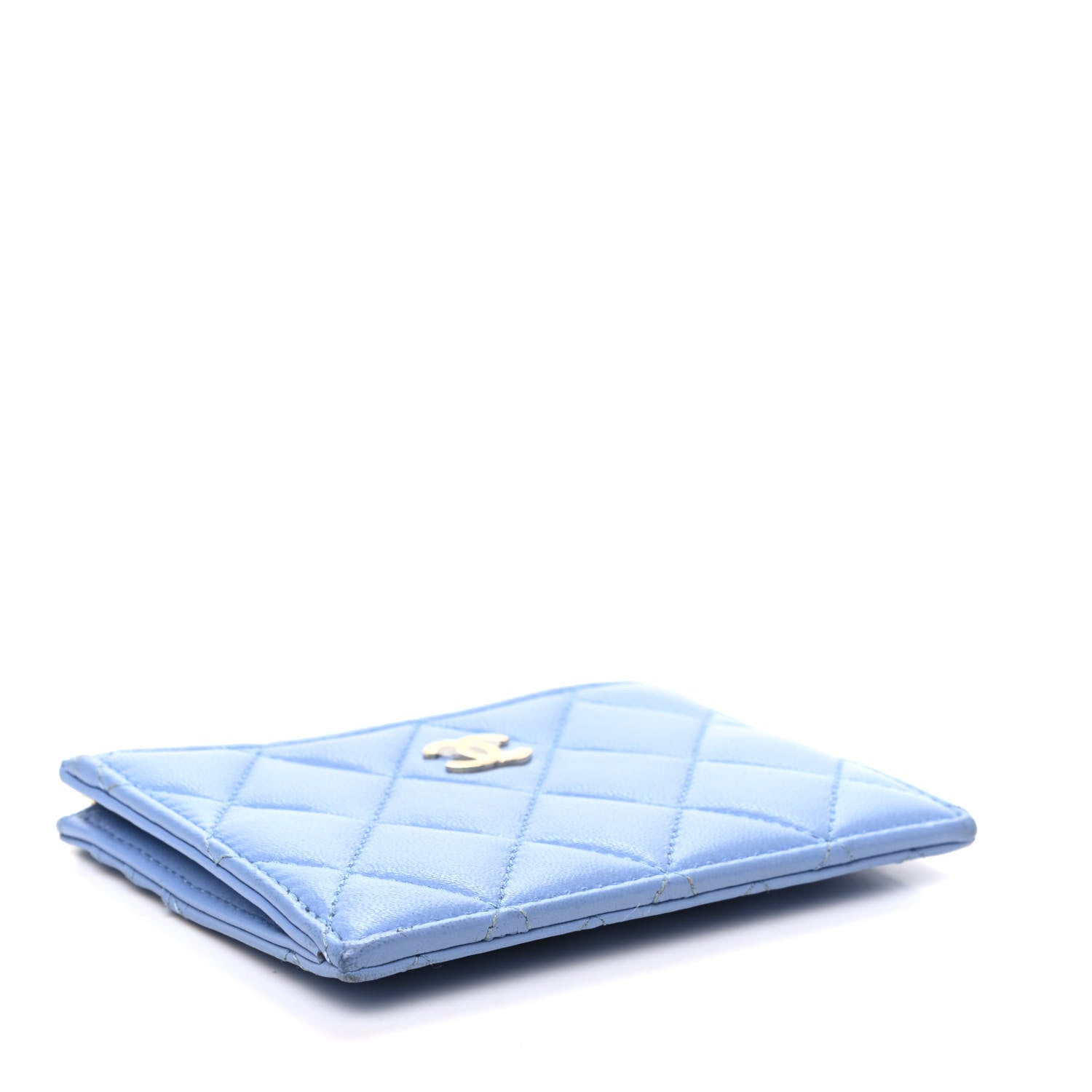Chanel Lambskin Quilted CC Zip Card Holder Light Blue 4 of 8