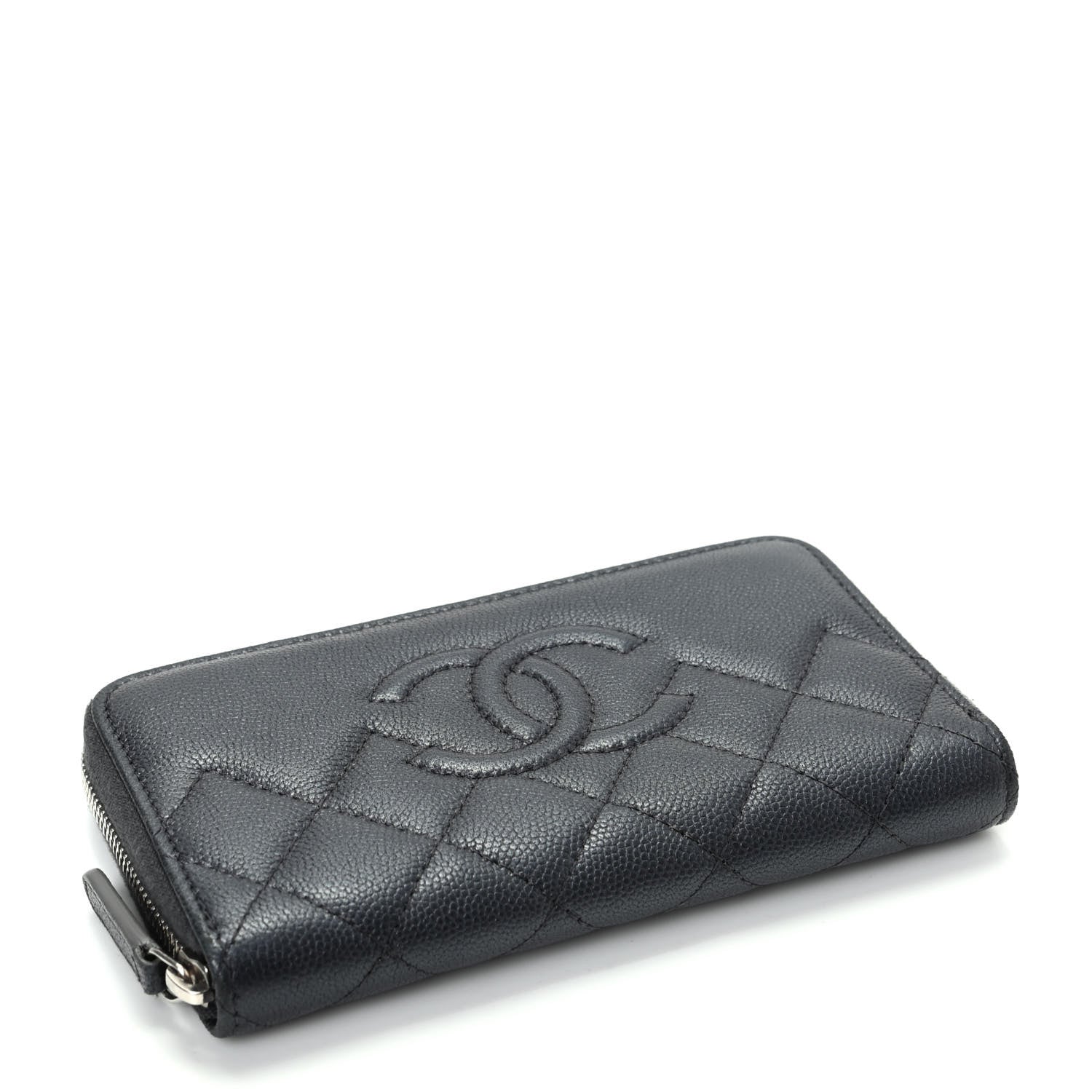 Chanel Metallic Caviar Quilted Medium Maxi CC Zip Around Wallet Black 4 of 9