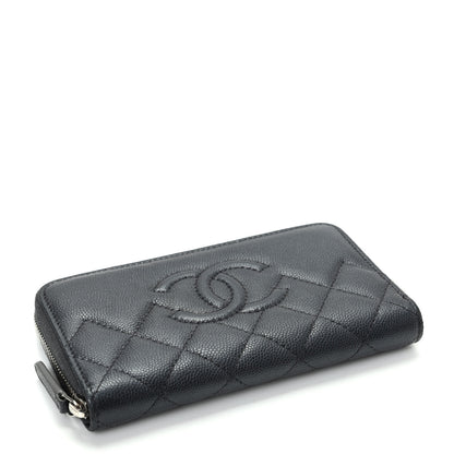Chanel Metallic Caviar Quilted Medium Maxi CC Zip Around Wallet Black 4 of 9
