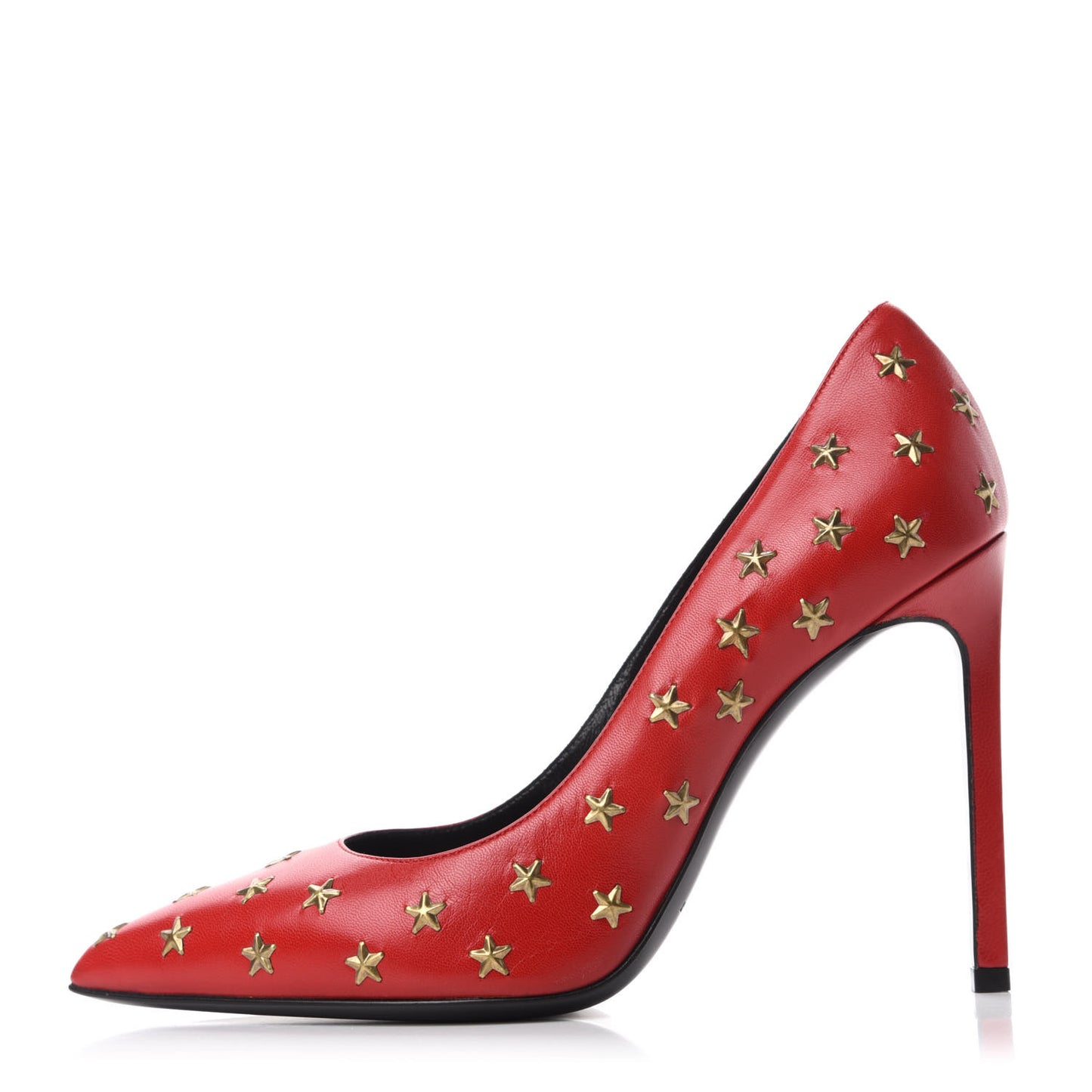 Calfskin Star Studded Pumps 36 Red