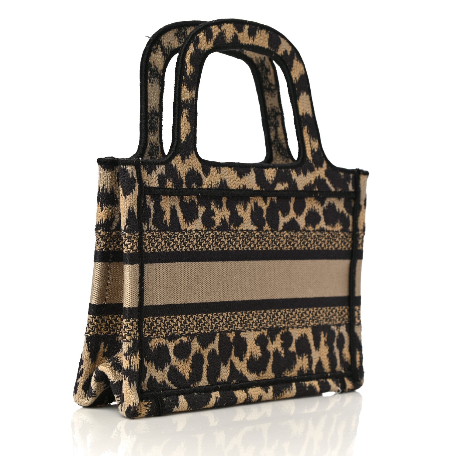 Christian Dior Canvas Mizza Embroidered Mini Leopard Book Tote Beige 3 of 16