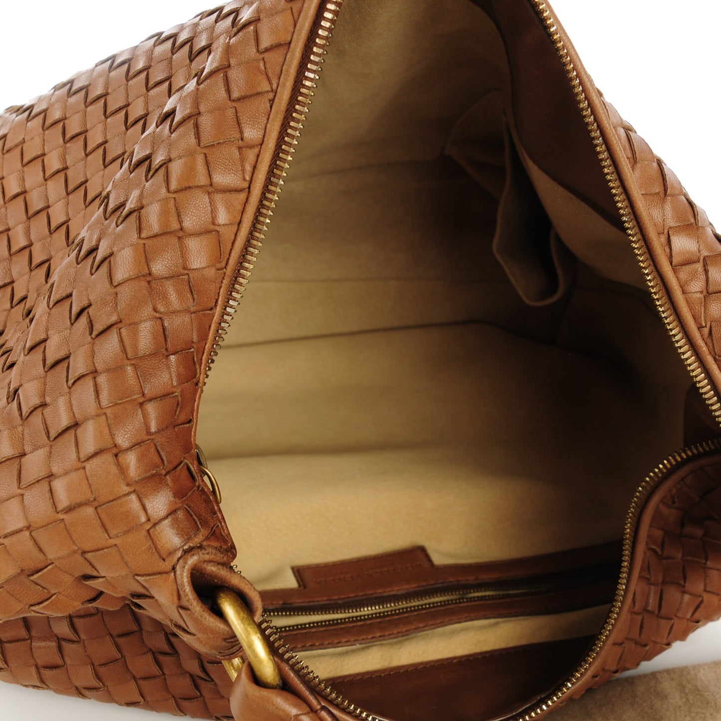 Nappa Intrecciato Pyramid Hobo Chestnut