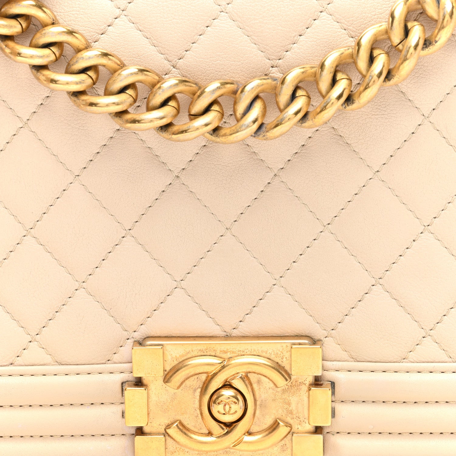Chanel Calfskin Quilted Medium Boy Flap Beige 8 of 11