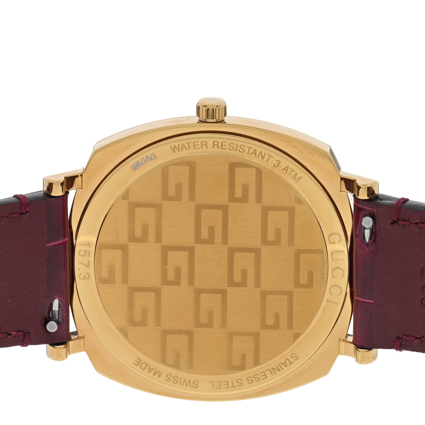 Stainless Steel Alligator 38mm Grip Quartz Watch Burgundy