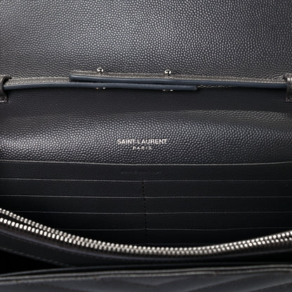 Saint Laurent Grain De Poudre Matelasse Chevron Monogram Chain Wallet Coal 6 of 10