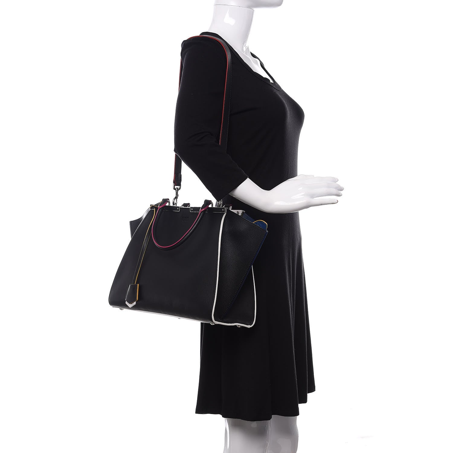 Fendi Vitello Dolce Shiny Nappa Petite 3Jours Tote Black Iris 2 of 11