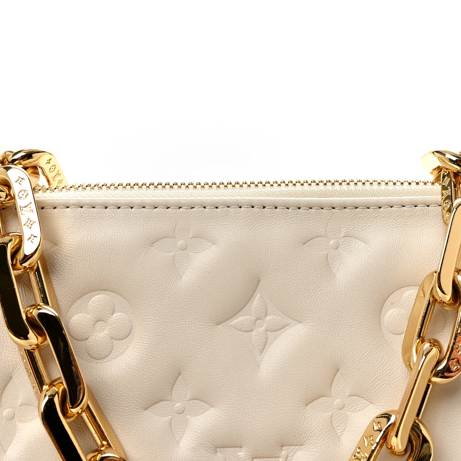 Louis Vuitton Lambskin Embossed Monogram Coussin PM Beige Cream 7 of 9