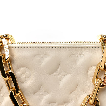Louis Vuitton Lambskin Embossed Monogram Coussin PM Beige Cream 7 of 9