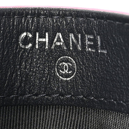 Chanel Aged Calfskin Chevron Quilted Gabrielle Card Holder Wallet Pink Navy Charcoal 6 of 8
